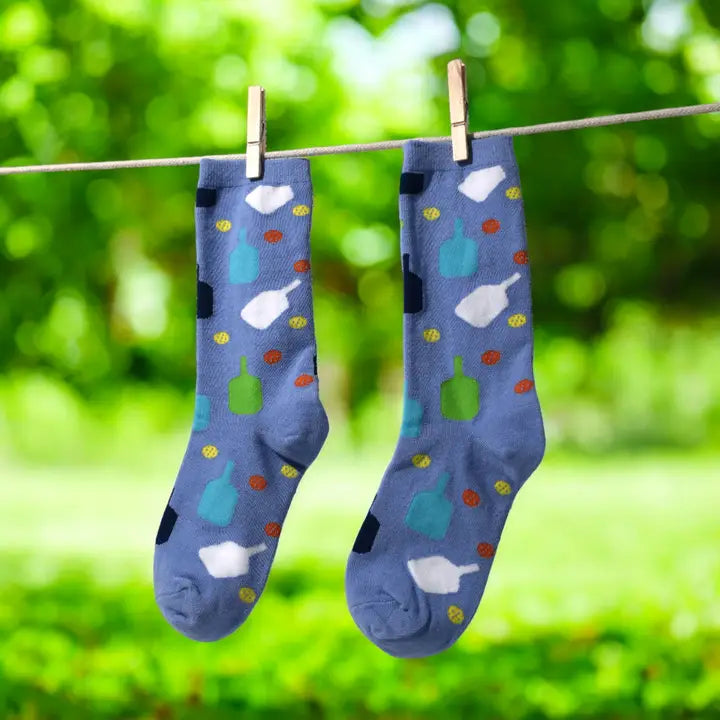 Men's Pickleball Dress Socks - Light Blue Just Simply Vintage Men's Pickleball Dress Socks - Light Blue Just Simply Vintage
