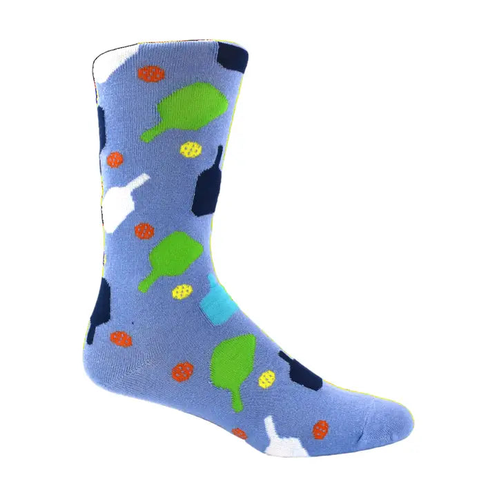 Men's Pickleball Dress Socks - Light Blue Just Simply Vintage Men's Pickleball Dress Socks - Light Blue Just Simply Vintage