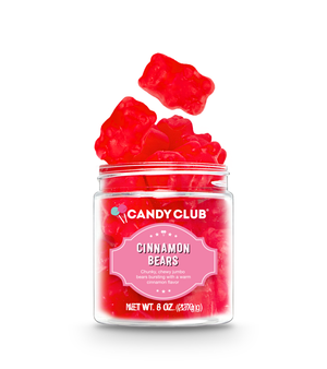 Red Bear candies, chunky, chewy jumbo bears, with a warm cinnamon flavor