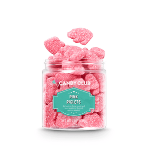 Candy Club Pink Piglets, sweet and sour raspberry flavored gummy pig shaped piglets