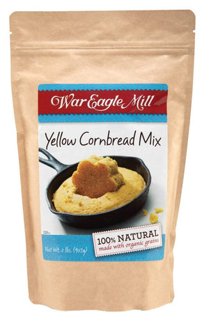 war eagle mill yellow cornbread mix , 100% natural made with organic grains, war eagle mills